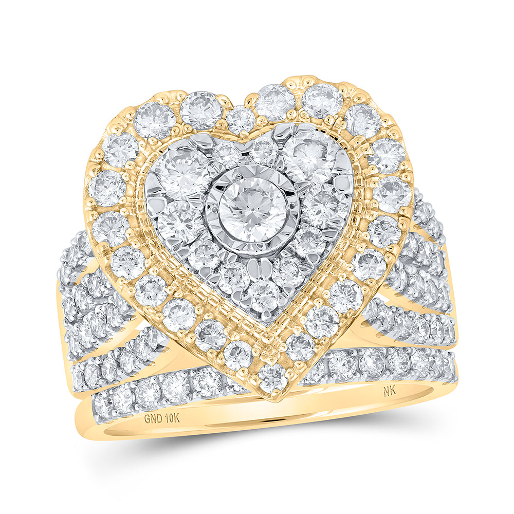 2CTW-DIA NK 1/6 CT-CRD HEART BRIDAL SET SINGLE HALO