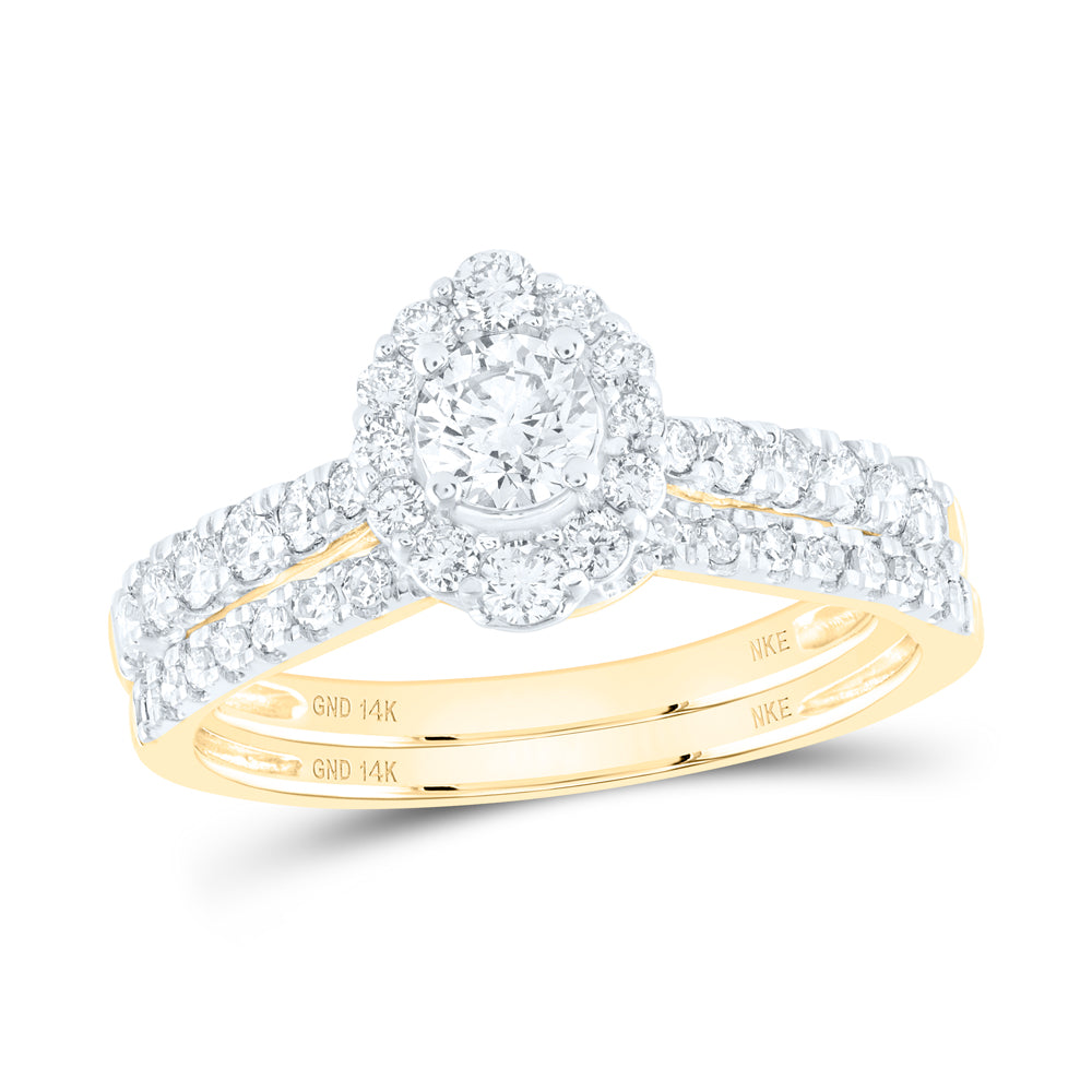 1CTW-DIA NKE 1/3CT-CRD BRIDAL SET SINGLE HALO CERT