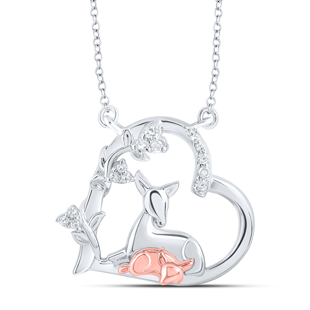 1/10CTW-DIA NK HEART DEER NECKLACE (18 INCH)