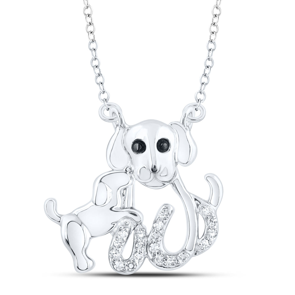 1/12CTW-DIA NK DOG AND PUP NECKLACE (18 INCH)