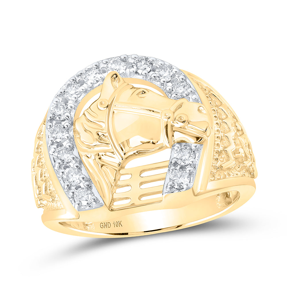 1/2CTW-DIA NK HORSESHOE MENS RING