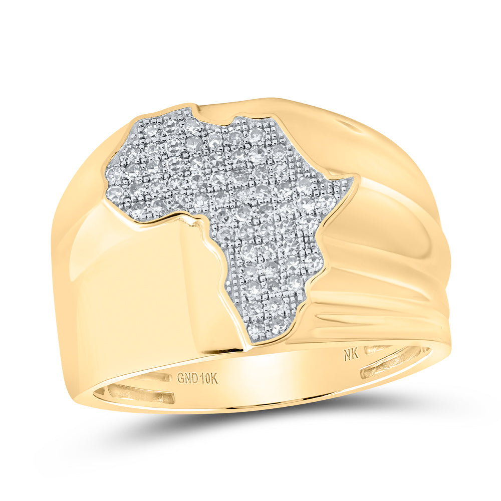 1/3CTW-DIA NK AFRICA MAP MENS RING