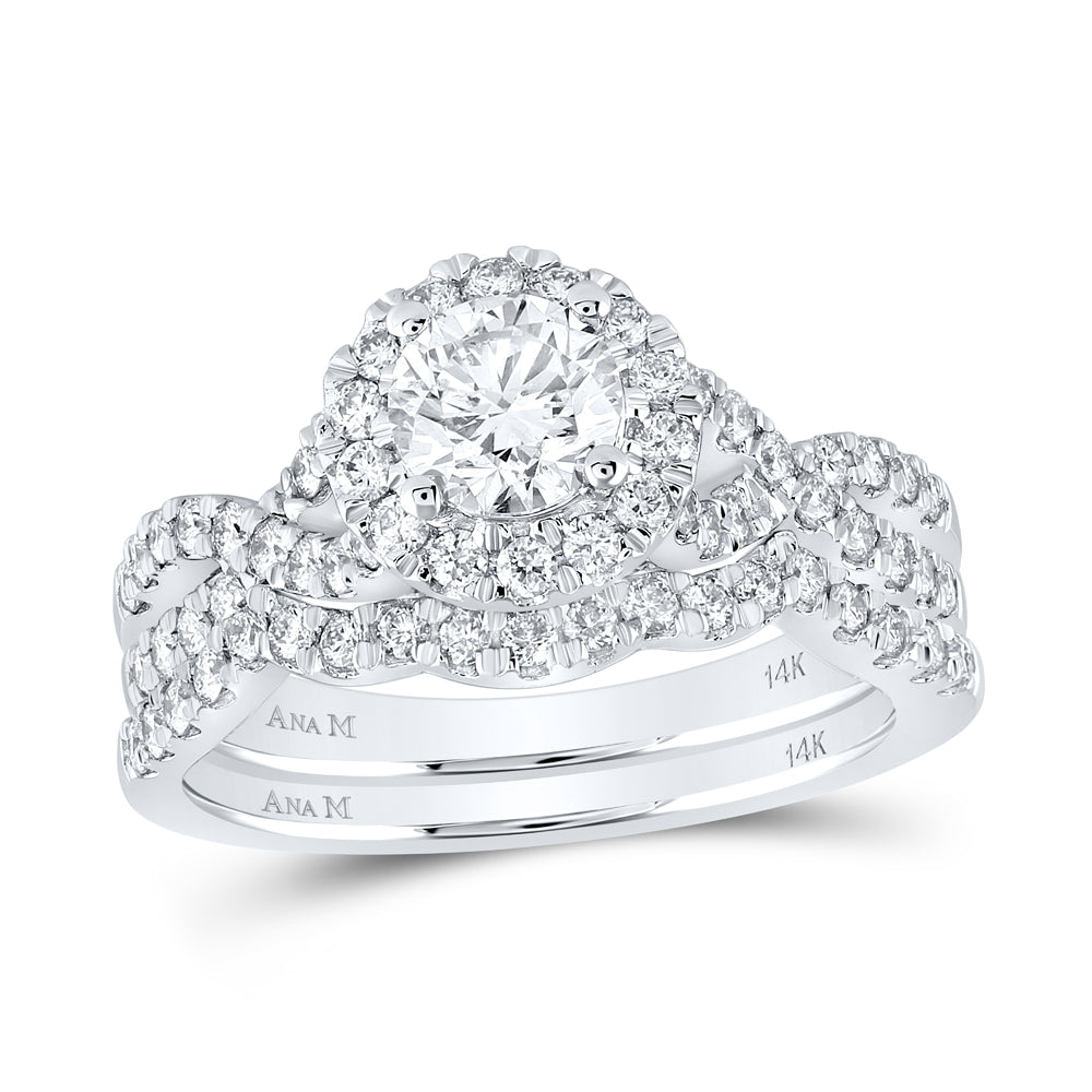 1 1/2CTW-DIA ANA M 3/4CT-CRD BRIDAL SET 1 HALO