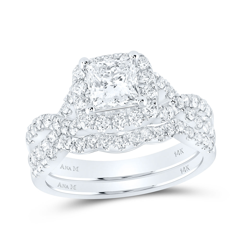 2 CTW-DIA ANA M 1CT-CPR BRIDAL SET 1 HALO