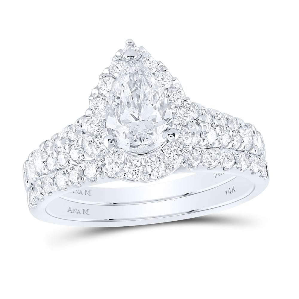2 CTW-DIA 1CT-CPEAR BLISS BRIDAL SET 1 HALO