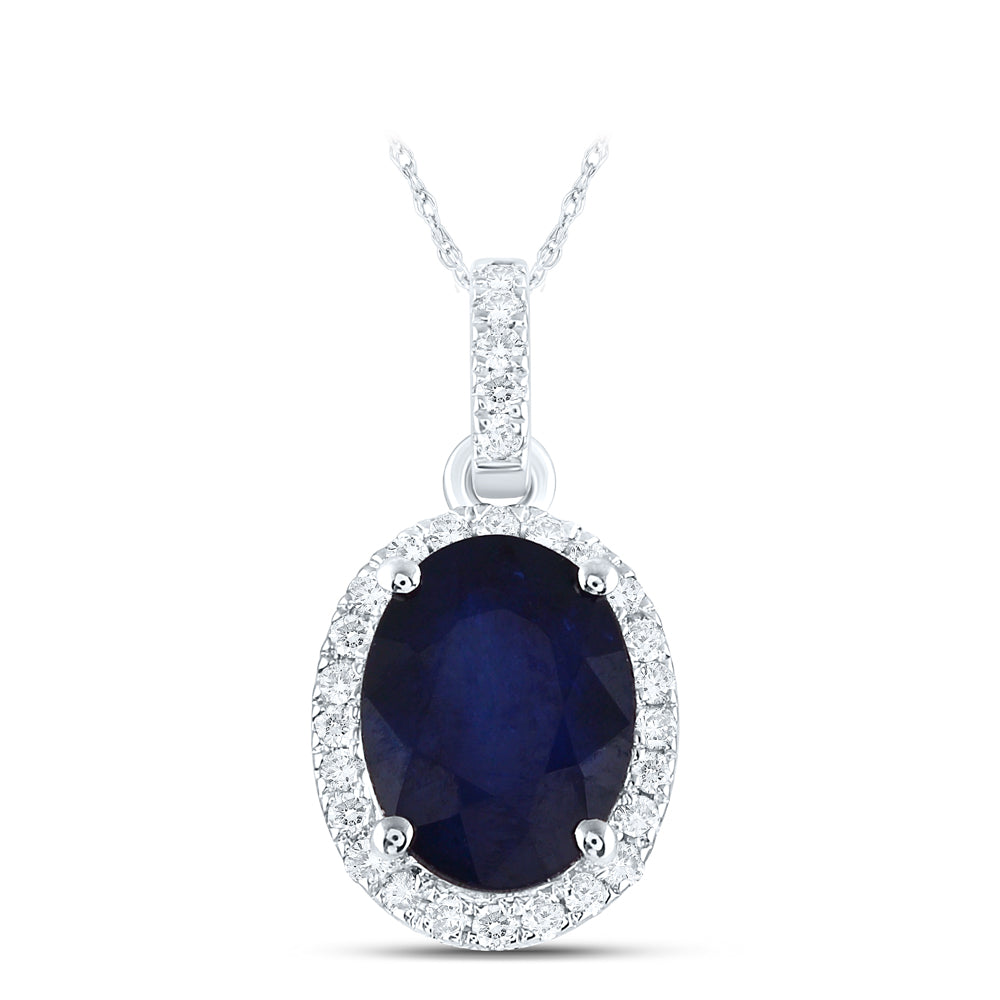 1/8CTW-DIA ANA M 8X6MM-SAPP NAT GEM PENDANT