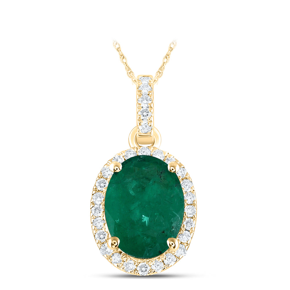 1/8CTW-DIA ANA M 8X6MM-EME NAT GEM PENDANT
