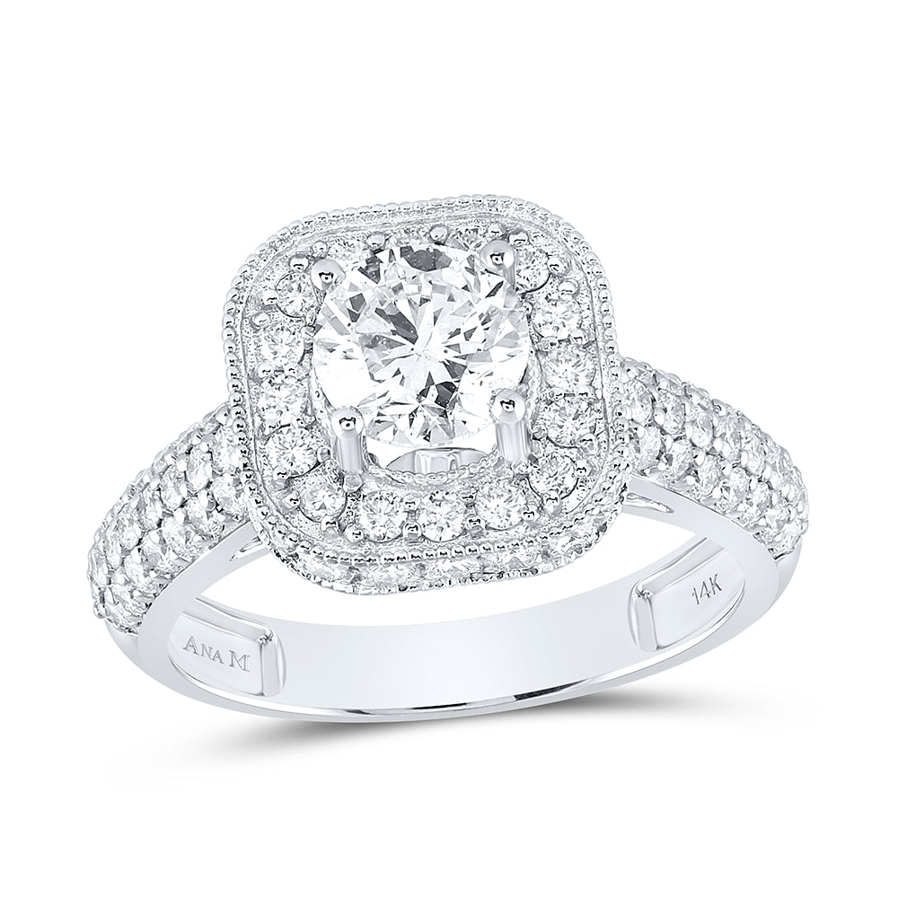 2 1/5 CTW-DIA ANA M 1CT-CRD SINGLE HALO ENGAGEMENT RING