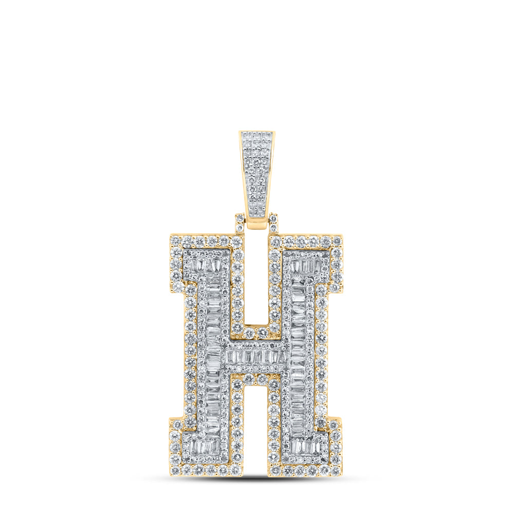 3CTW-DIA NK MENS INITIAL "H" PENDANT