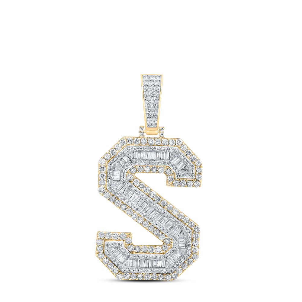 2 3/4CTW-DIA NK MENS INITIAL "S" PENDANT