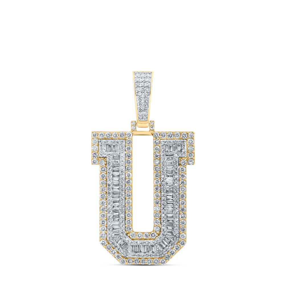 3 CTW-DIA NK MENS INITIAL "U" PENDANT