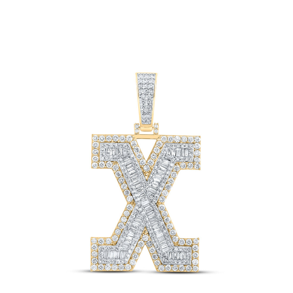 3 CTW-DIA NK MENS INITIAL "X" PENDANT