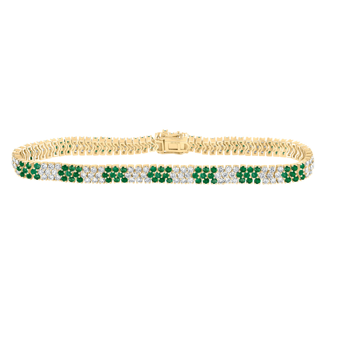 2 3/4CTW-DIA NKE 2 1/2CTW-EM NATURAL GEM BRACELET (7 INCH)