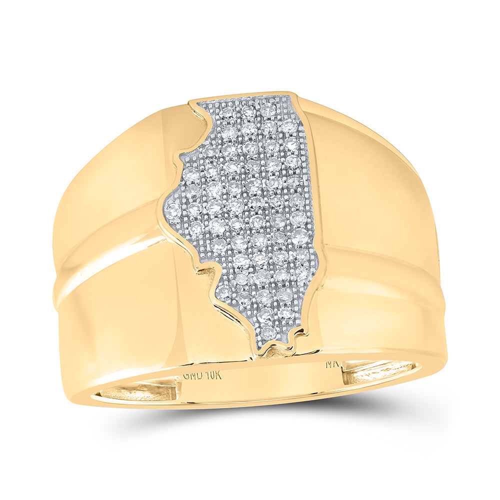 1/4CTW-DIA NK ILLINOIS MAP MENS RING