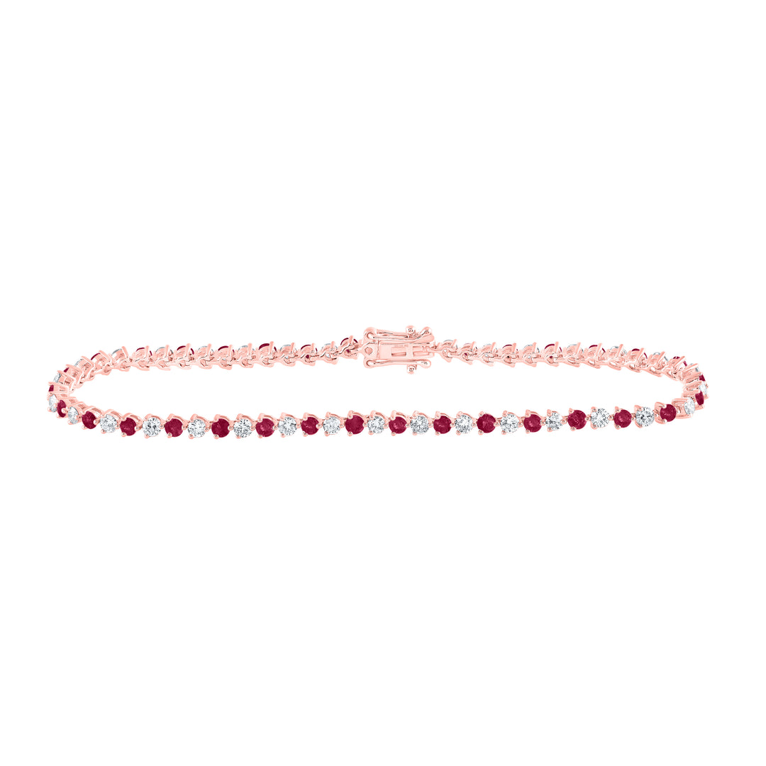1 1/3CTW-DIA NKE 2 CT-RUBY NATURAL GEM BRACELET (7 INCH)