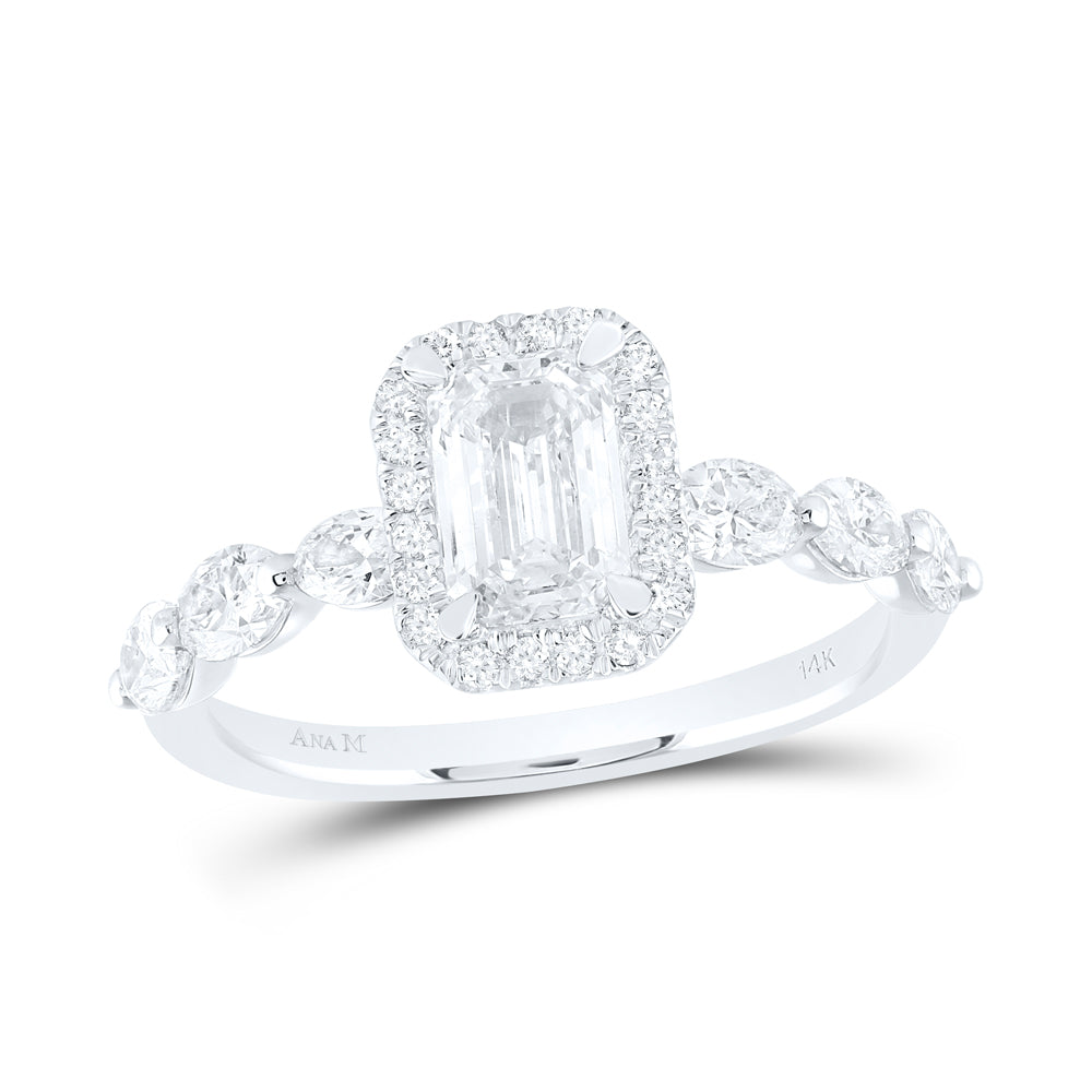 1 7/8CTW-DIA ANA M 1CT-EME SINGLE HALO ENGAGEMENT RING