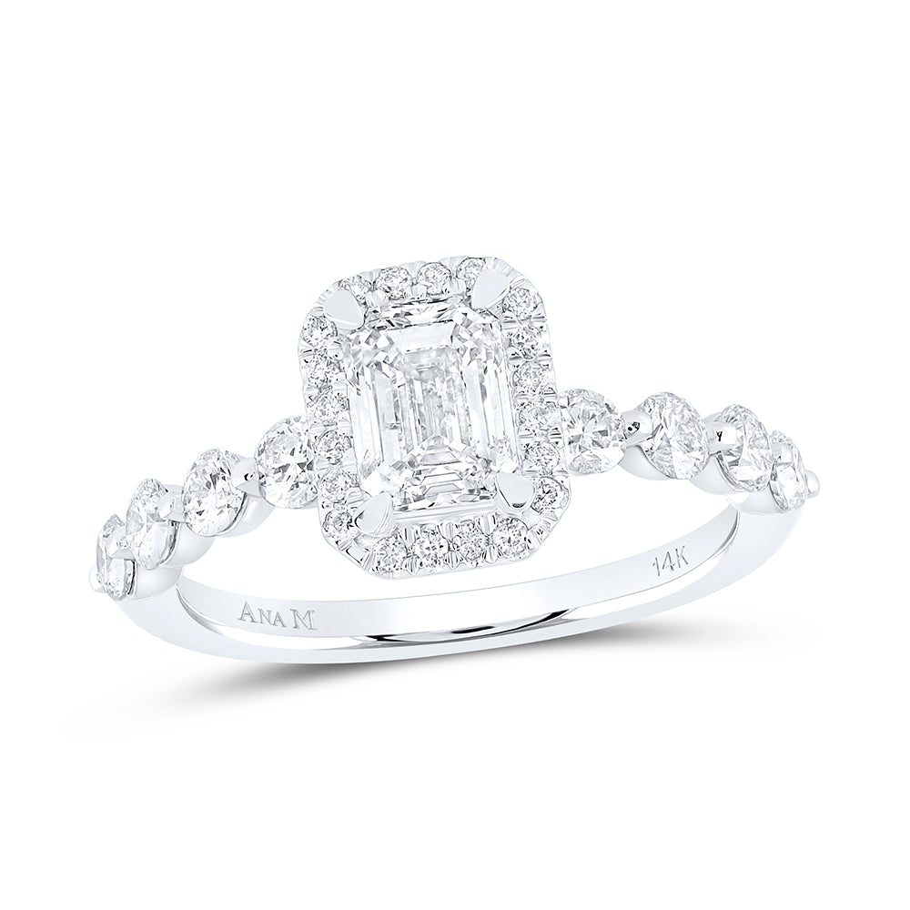1 3/4 CTW-DIA ANA M 1CT-EME SINGLE HALO ENGAGEMENT RING