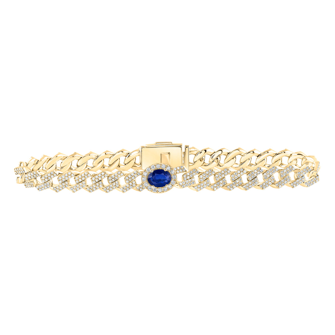 3CTW-DIA NK (8MM) 8X6MM-SAPP BRACELET (7 INCH)