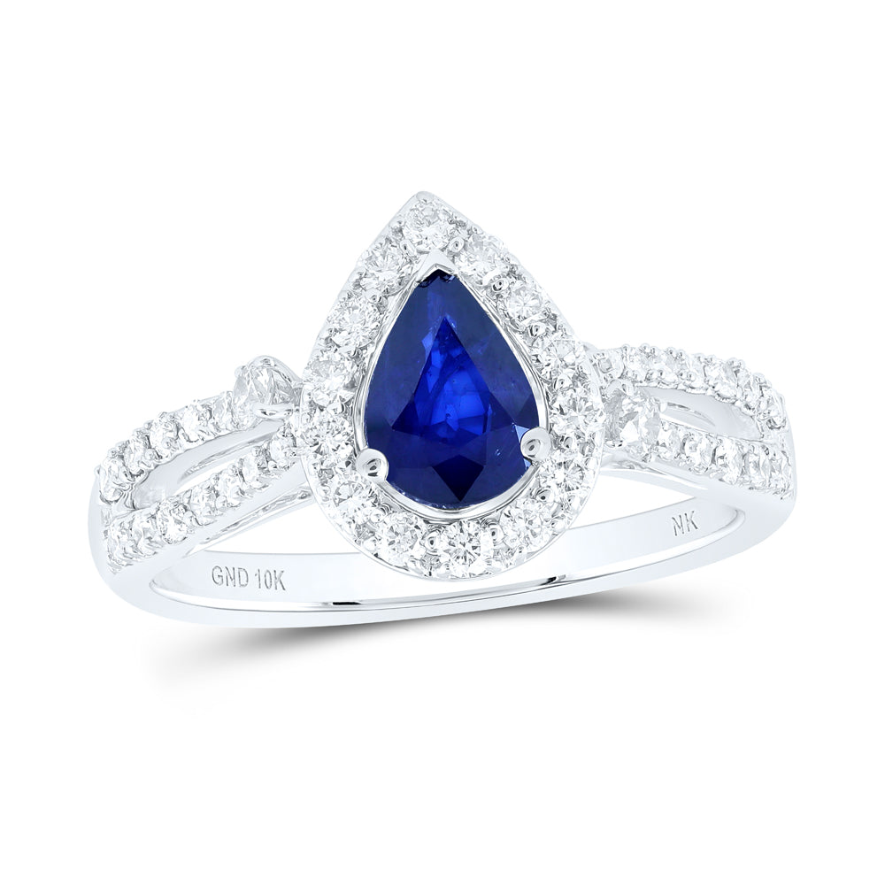 1/2CTW-DIA NK 7X5 MM SAPP-PEAR NAT GEM RING
