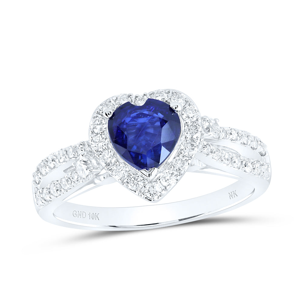 1/2CTW-DIA NK 6X6 MM SAPP-HEART NAT GEM RING