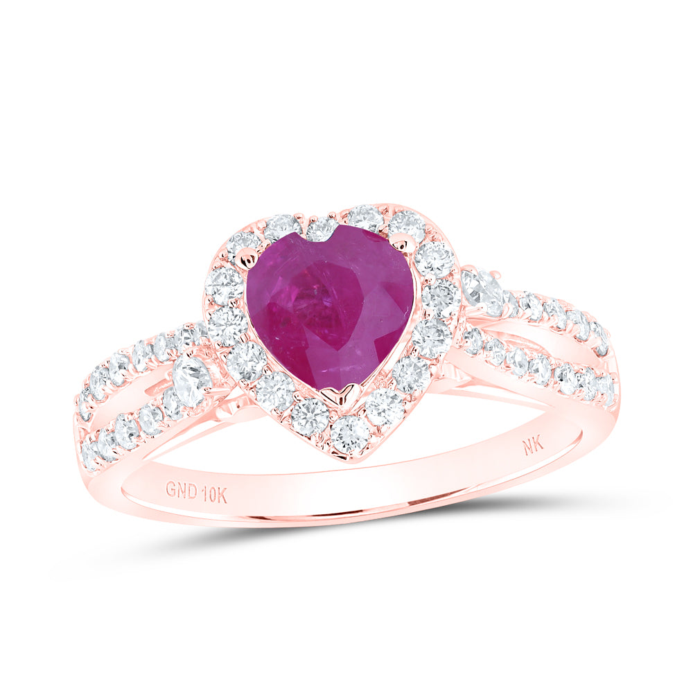 1/2CTW-DIA NK 6X6 MM RUBY-HEART NAT GEM RING