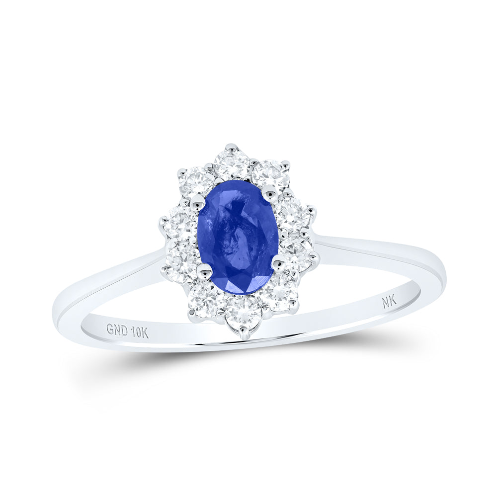 1/4CTW-DIA NK 6X4 MM SAPP-OV NAT GEM RING