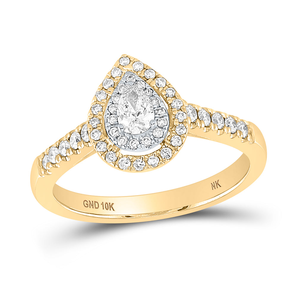 1/2CT-DIA NK 1/5CT-CPEAR DOUBLE HALO ENGAGEMENT RING