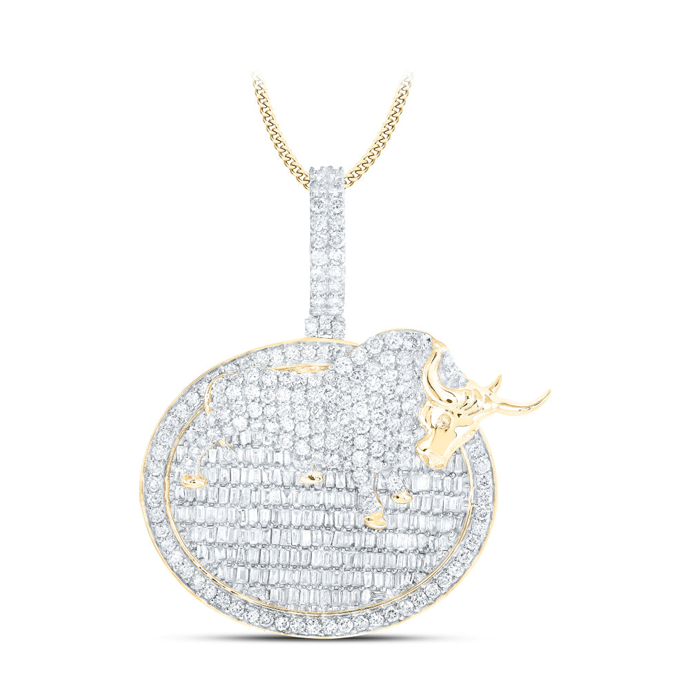 3CTW-DIA NK BULL MEMORY MENS CHARM