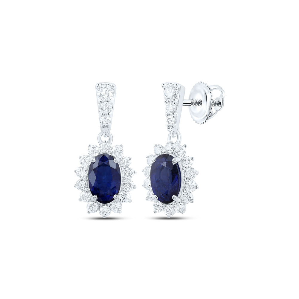 1/2CTW-DIA NK 6X4 MM SAPP-OVAL NAT GEM DANGLING EARRING