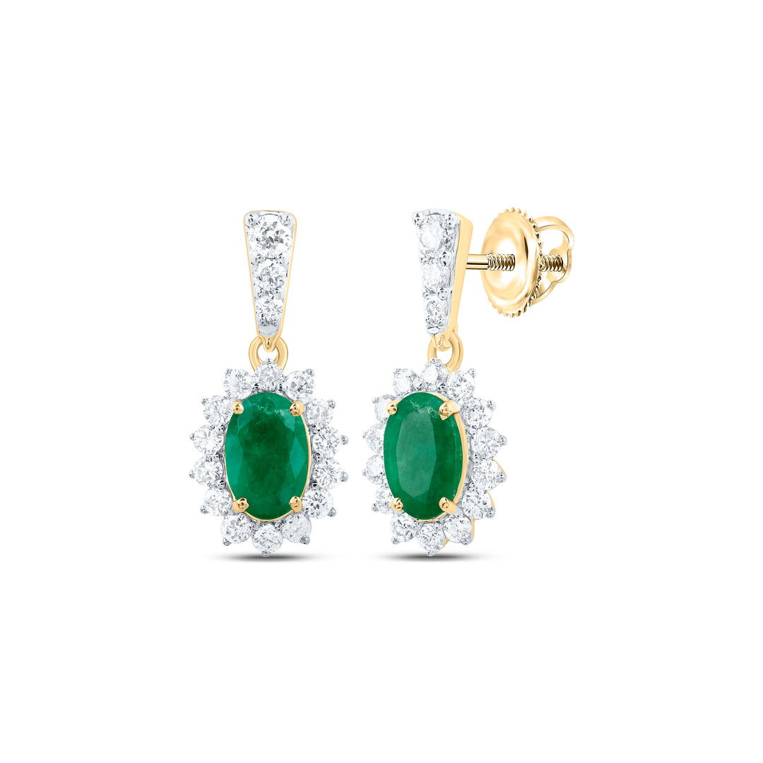 1/2CTW-DIA NK 6X4 MM EM-OVAL NAT GEM DANGLING EARRING
