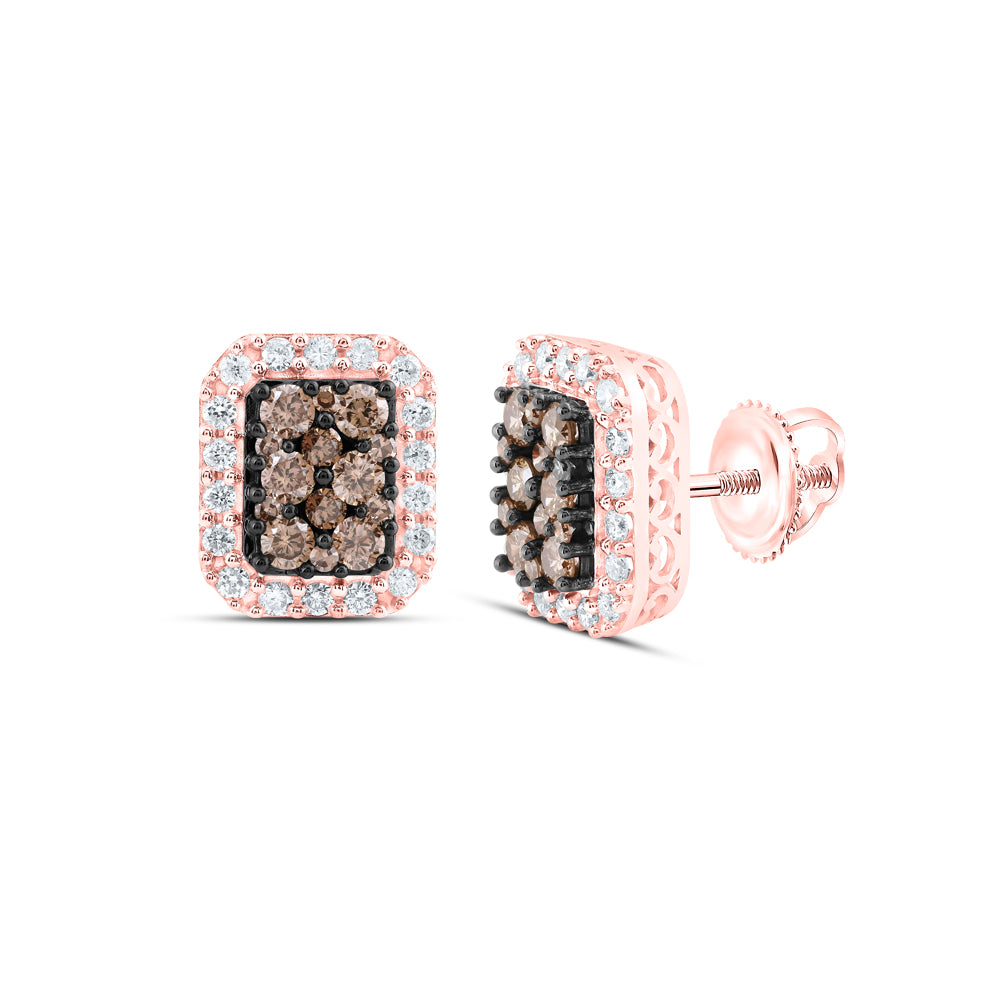 3/4CTW-DIA COGNAC EMERALD EARRING