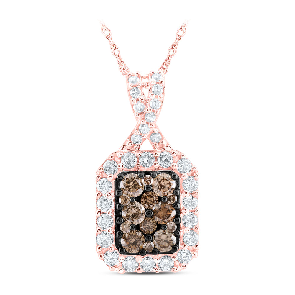 3/4CTW-DIA CN COGNAC PENDANT