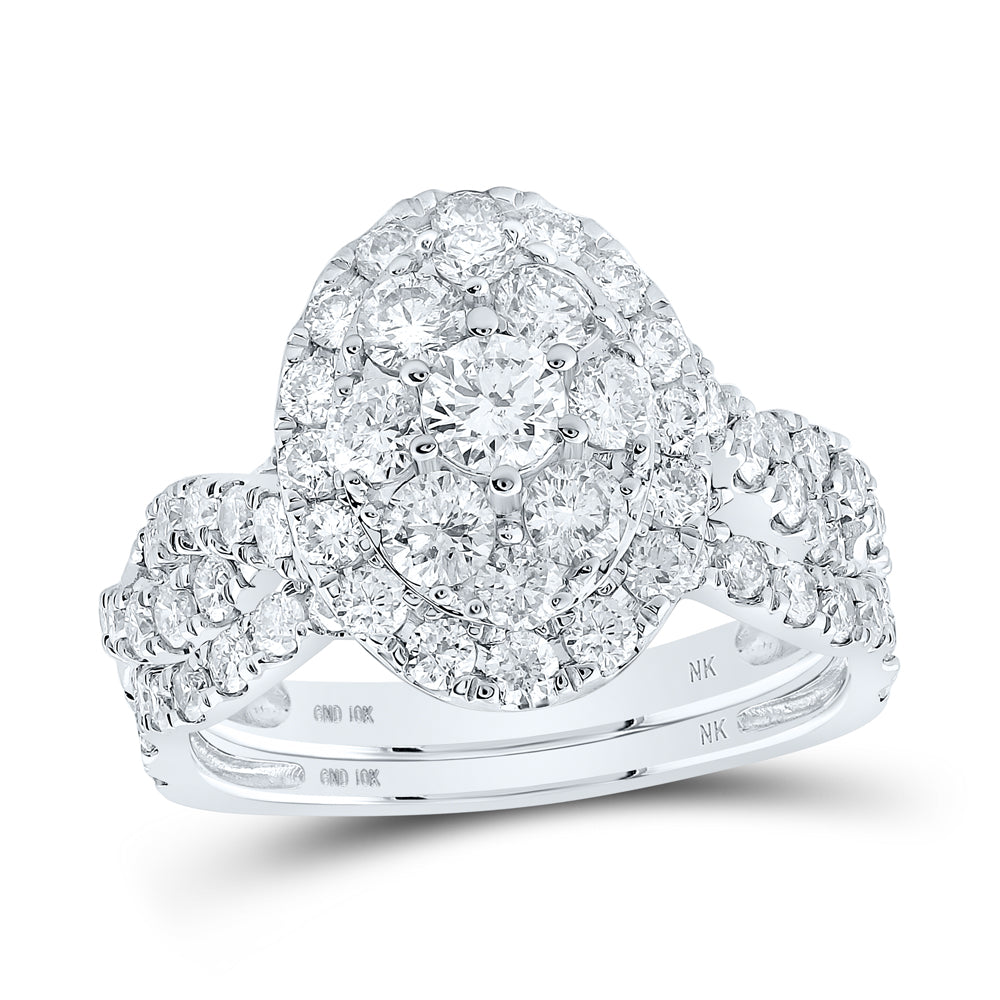 2CTW-DIA NK 1/5CT-CRD BRIDAL SET SINGLE HALO