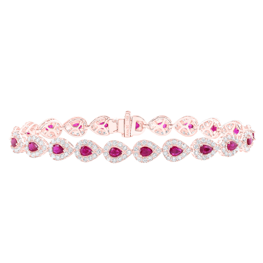 2 7/8 CTW-DIA ANA M 4X3 MM-RUBY BRACELET(7 INCH)