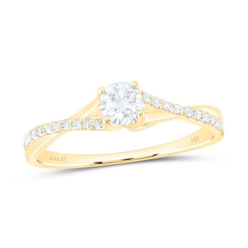 3/8CTW-DIA ANA M 1/3CT-CRD NO HALO ENGAGEMENT RING CERT