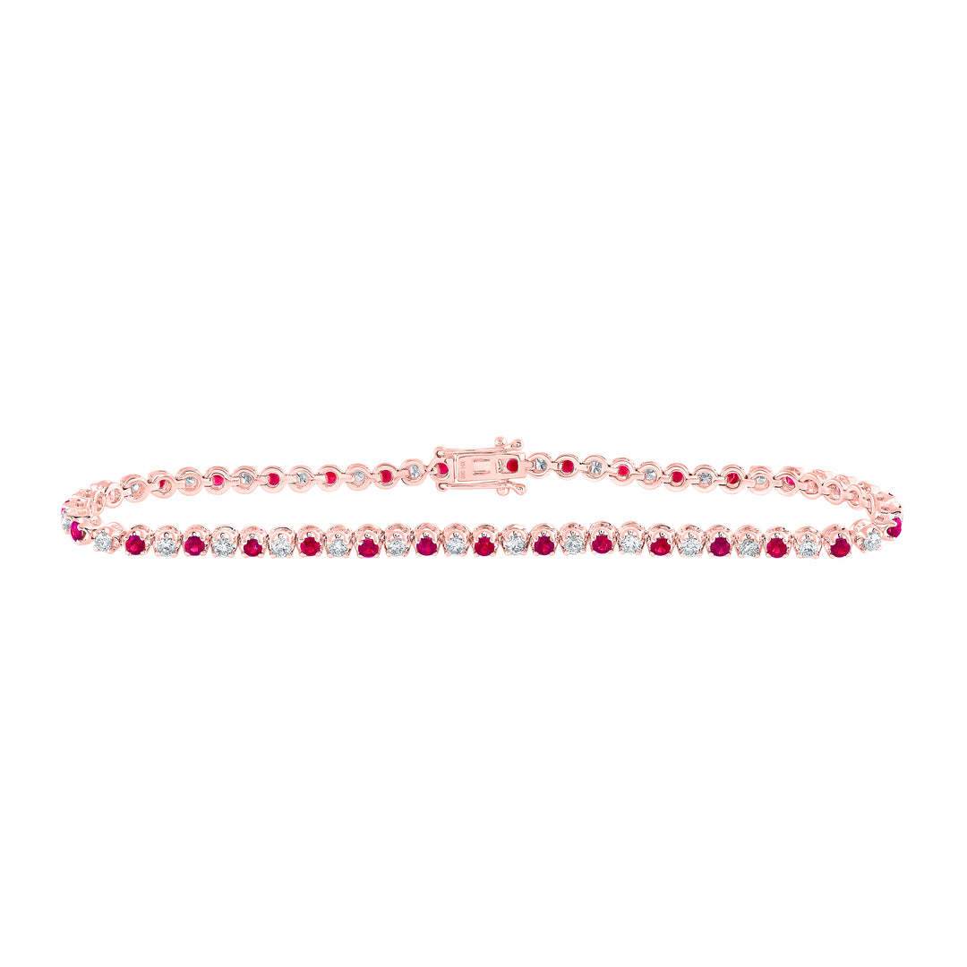 1CTW-DIA NKE 1 1/2CTW-RUBY NATURAL GEM TENNIS BRACELET (7 INCH)