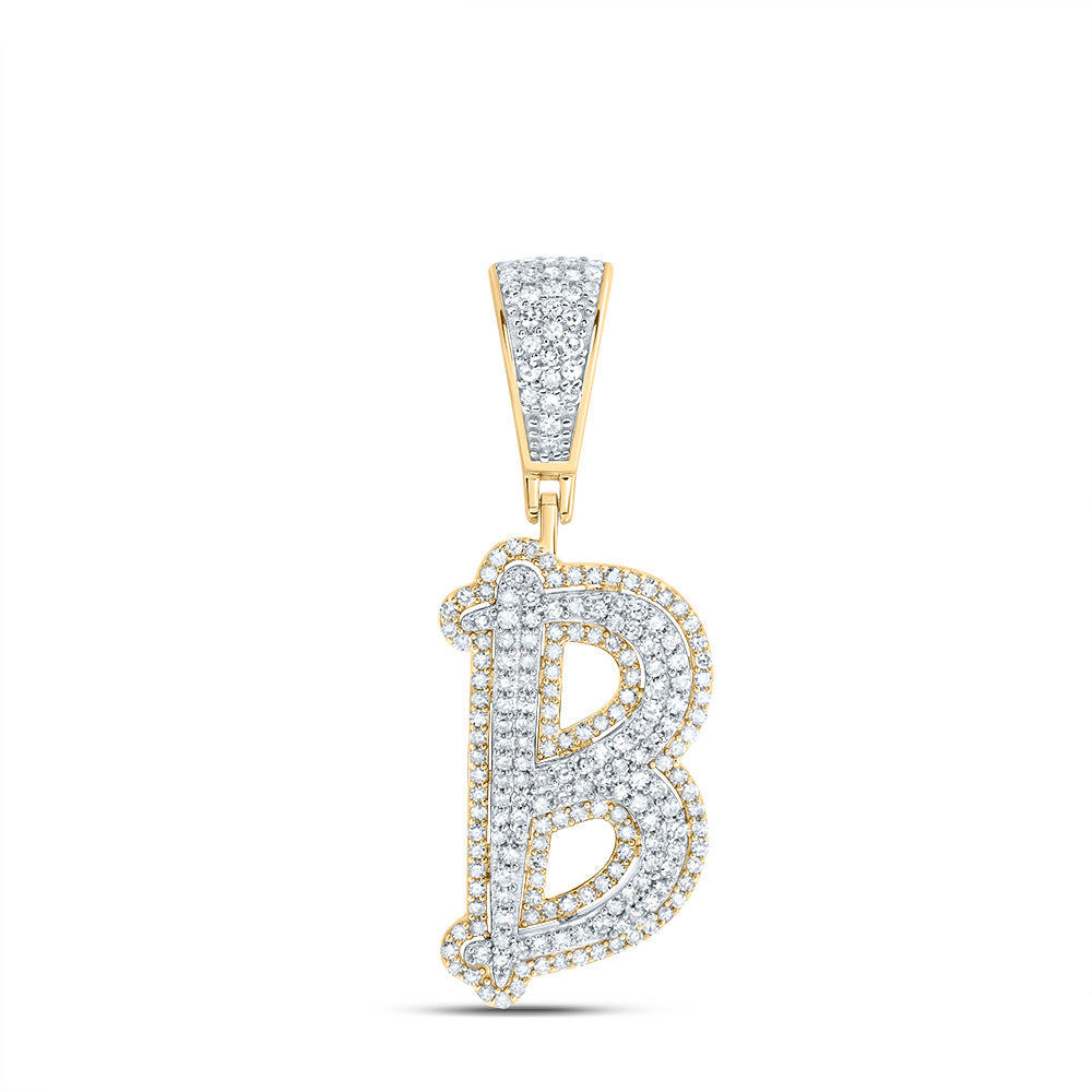 3/4CTW-DIA NK INITIAL "B" MENS PENDANT