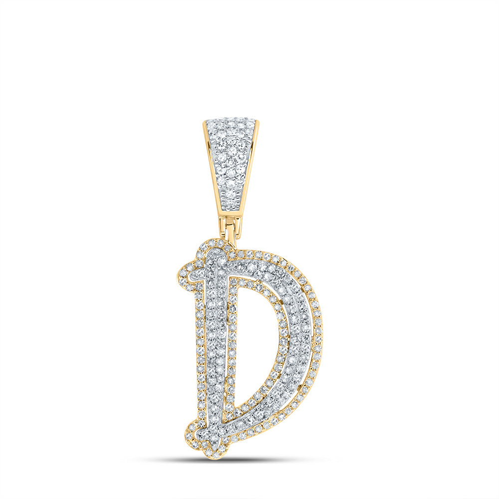 3/4CTW-DIA NK INITIAL "D" MENS PENDANT
