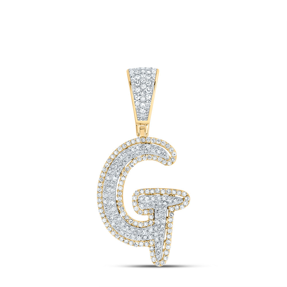 3/4CTW-DIA NK INITIAL "G" MENS PENDANT