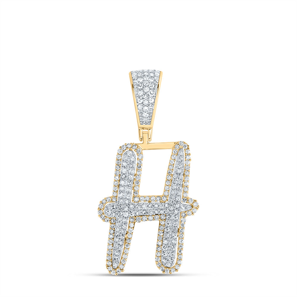 3/4CTW-DIA NK INITIAL "H" MENS PENDANT