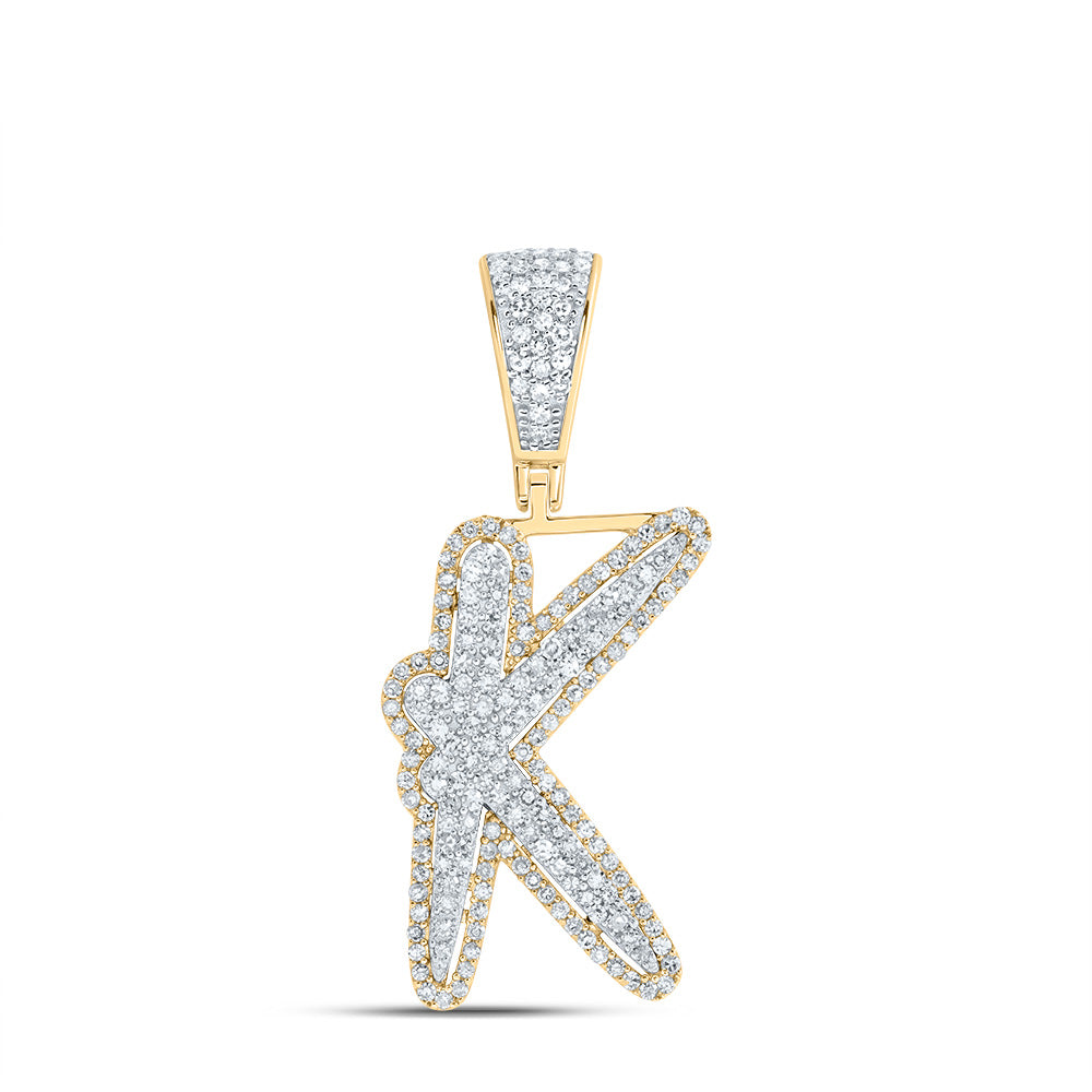 3/4CTW-DIA NK INITIAL "K" MENS PENDANT