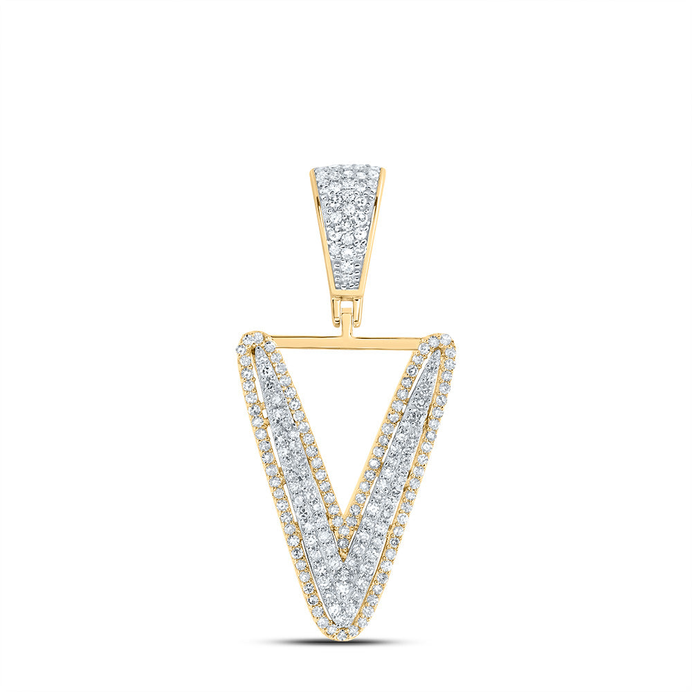 5/8CTW-DIA NK INITIAL "V" MENS PENDANT