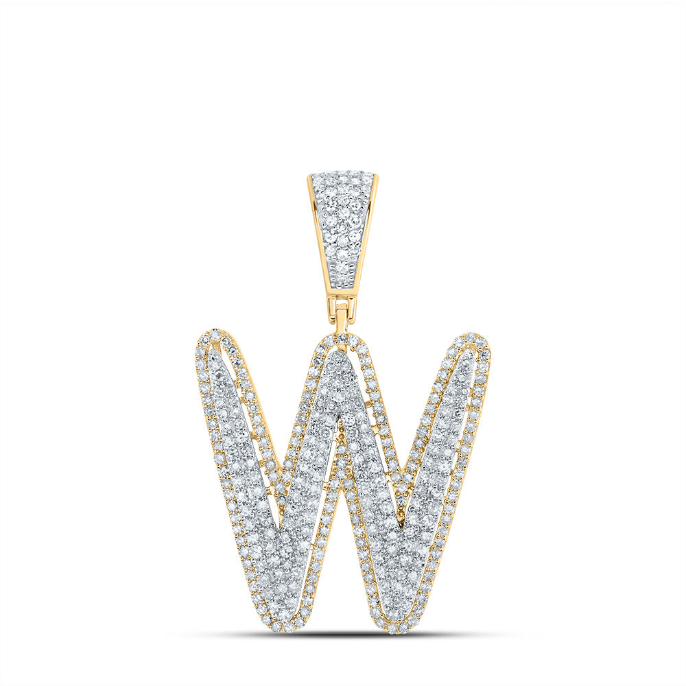 1CTW-DIA NK INITIAL "W" MENS PENDANT