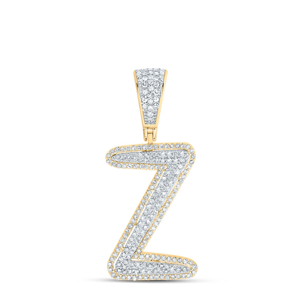 3/4CTW-DIA NK INITIAL "Z" MENS PENDANT