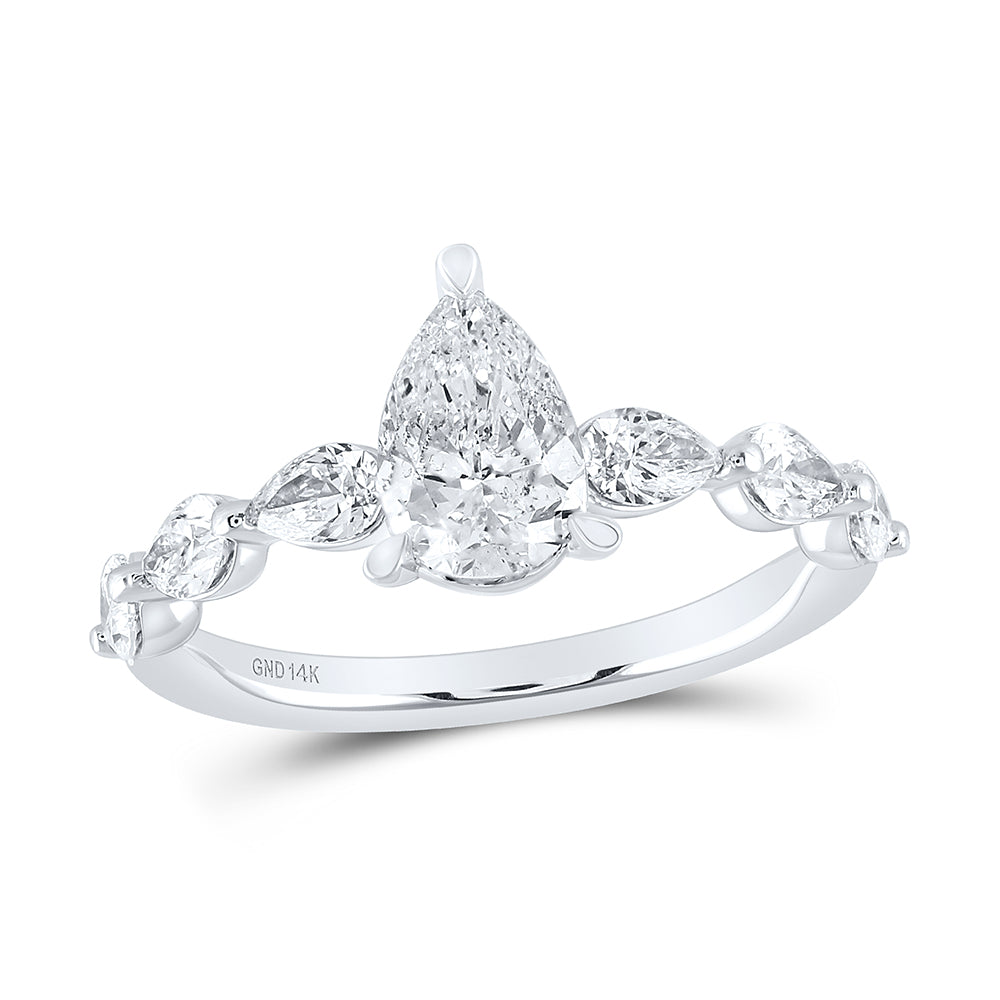 1 3/4 CTW-DIA 1CT-CPEAR ENGAGEMENT RING CERT