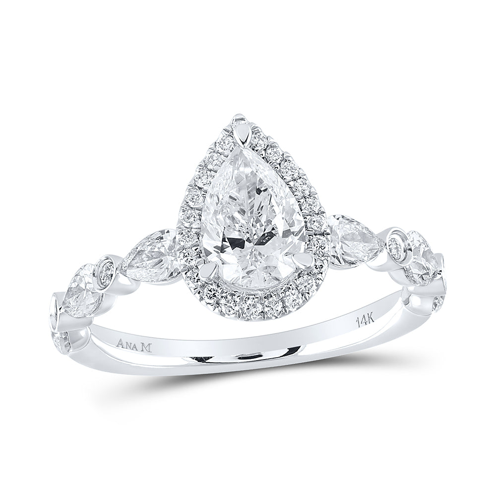 2 CTW-DIA 1CT-CPEAR ENGAGEMENT RING CERT