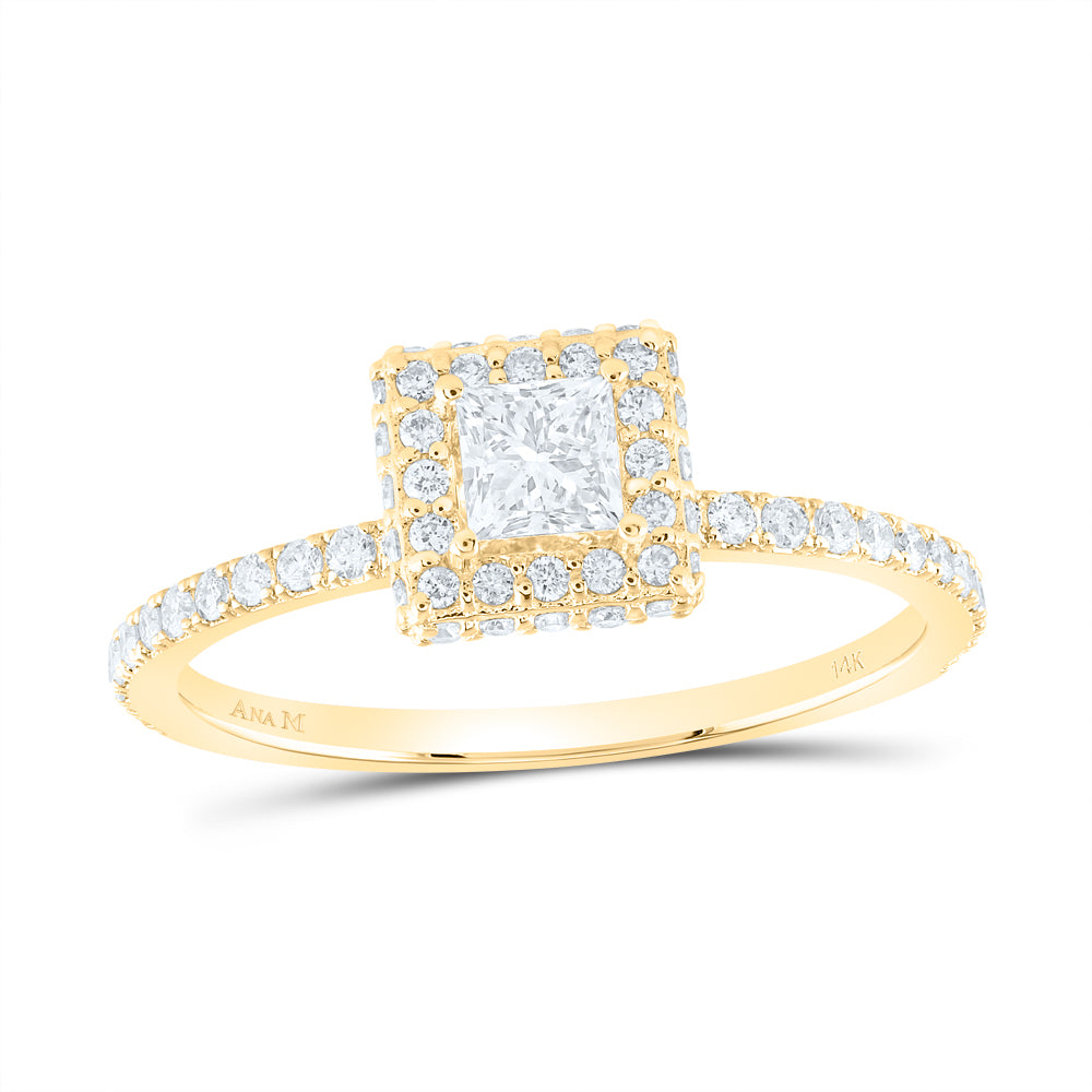 3/4CTW-DIA ANA M 1/3CT-CPR SINGLE HALO ENGAGEMENT RING