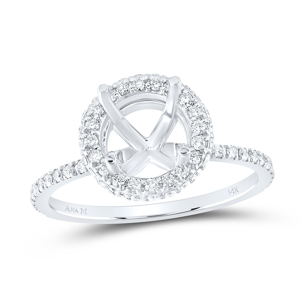 1/2CTW-DIA ANA M 1 1/2CT-CRD SEMI-MOUNT SINGLE HALO ENGAGEMENT RING
