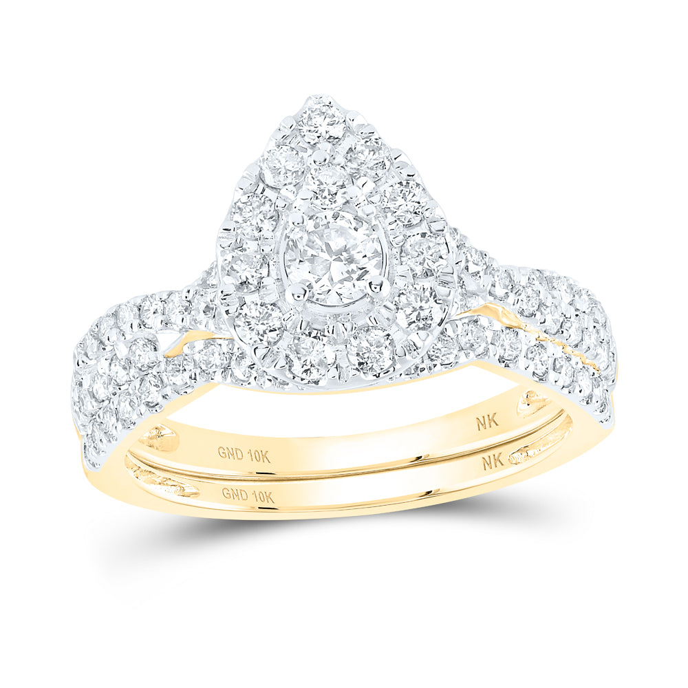 1CTW-DIA NK 1/5CT-CRD BRIDAL SET SINGLE HALO