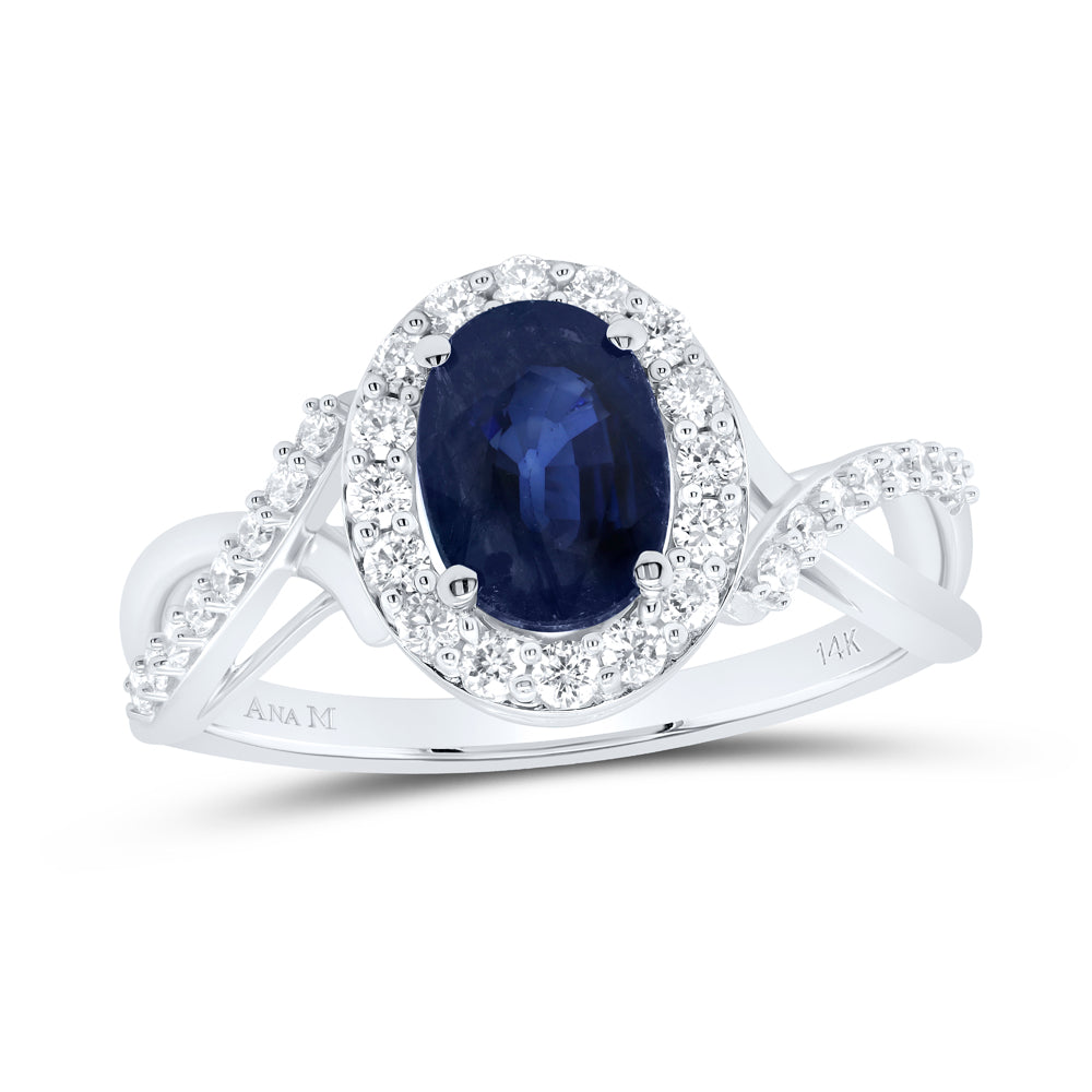 3/8CTW-DIA ANA M 8X6MM SAPP-OVAL NAT GEM RING
